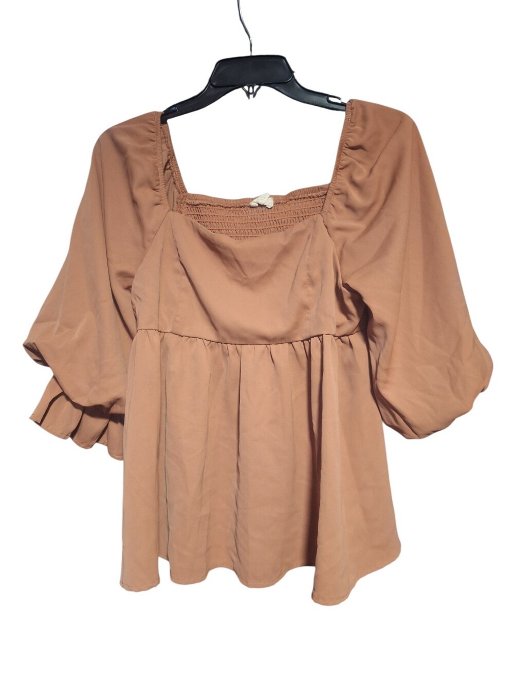 entro Tan Square Neck Peasant Blouse